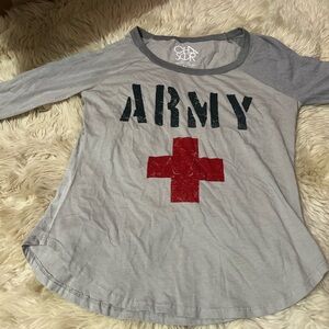 CHASER- Gray Crew Neck 3/4 Sleeve Graphic T-Shirt